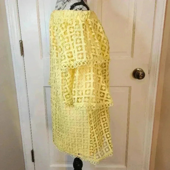 NWT Just Me Yellow Off-the-Shoulder Mini Dress with Ruffled Sleeves, small - Picture 4 of 10
